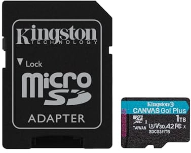 Kingston Canvas Go Plus microSD Carte mémoire Classe 10, UHS-I 1TB microSDXC 170R A2 U3 V30 Card + ADP