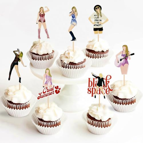 Blumomon 32 Stück Sänger Cupcake Toppers Beliebte Sänger Geburtstag Party Dekoration Musik Thema Party Fans Party Dekoration