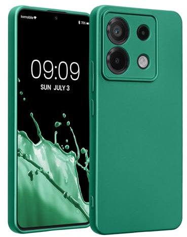 kwmobile Handyhülle kompatibel mit Xiaomi Redmi Note 13 Pro 5G / Poco X6 5G Hülle - weiche Silikon Case metallisch schimmernd in Metallic Dunkelgrün