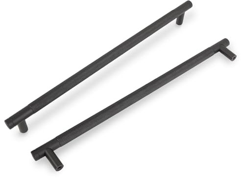 COTYKILEY 6 Pack Matte Black Knurled 11.3 Inch Cabinet Pulls