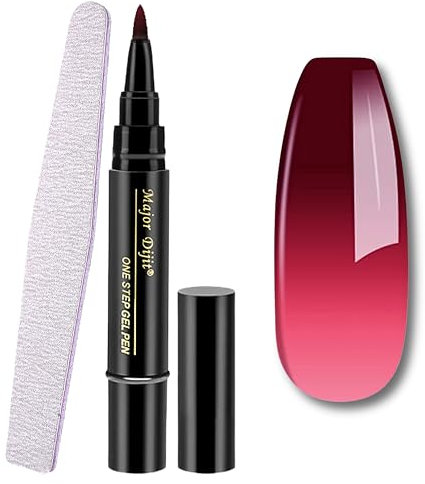 Temperaturwechsel Nagellackstift - 3 in 1 UV Gel Nagellack Pen mit Farbwechsel-Effekt, One Step Nagel Gel Farbwechsel Nail Polish Soak Off UV LED Nail Art, Pinsel für DIY Nagelkunst (Rosa-Schwarz)
