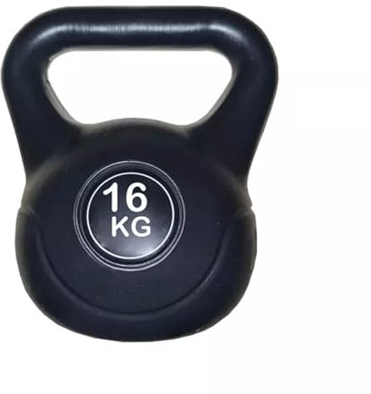 Kettlebell Weight Set - Vinyl & Cast Iron Kettlebells - 4kg to 20kg - Gym Fitness Workout Equipment for Strength Training (Vinyl Black, 16 KG)