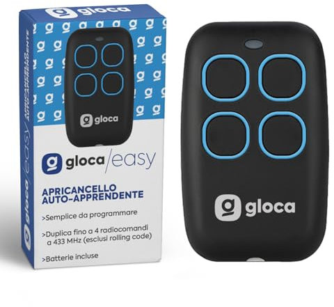 gloca Telecomando Apricancello Easy Garage Auto-Apprendente 4 Canali Frequenza 433.92 Mhz NO ROLLING CODE (no codice variabile)