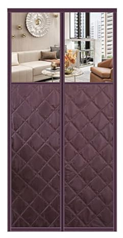 Magnetic Thermal Insulated Door Curtain 80cm 90cm 100cm 110cm 120cm Visible Window, Automatic Closing Door Curtain Insulation, Weatherproof, Windproof(Coffee,80x200cm)