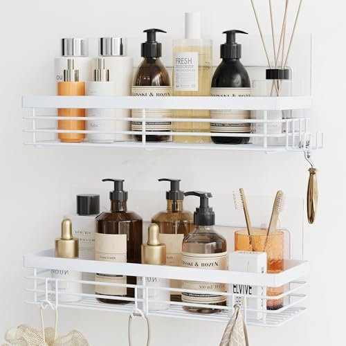 Orimade Duschablage ohne Bohren Edelstahl Duschregal Duschkörbe für für Shampoo und Duschgel 2 Stück Weiß