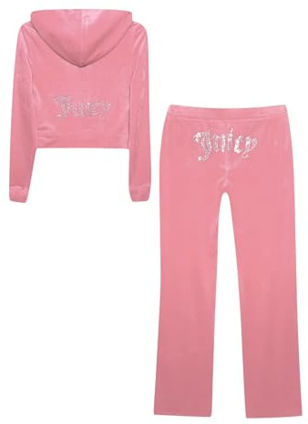 Juicy Couture Damen Bling Velours Trainingsanzug, Rose, Large