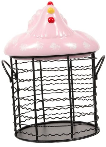VOSAREA Kitchen Supplies Metal Chicken Egg Gathering Basket for Fresh Eggs Hen Shape