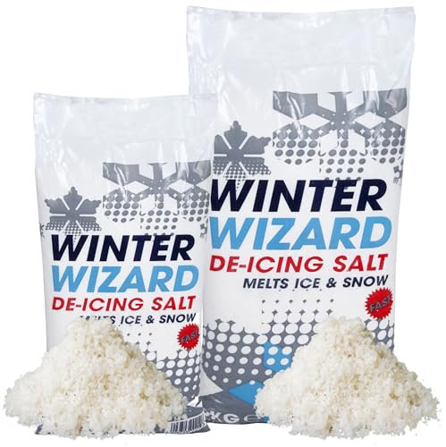 De-Icing Winter Salt White Grit Rock Salt Ice & Snow Remover Ideal for Roads, Driveways & Paths (20kg (2 Bags))