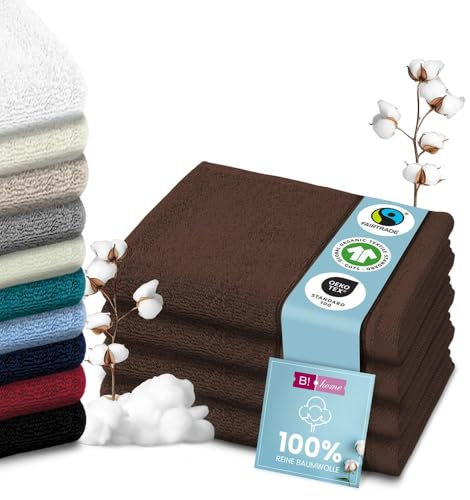 B!HOME 4er Set Premium Duschtücher [100% Baumwolle] 70x140 cm, braun/große Handtücher Weich, Saugstark & Pflegeleicht/Badetuch Perfekt für Bad, Strand & Reisen