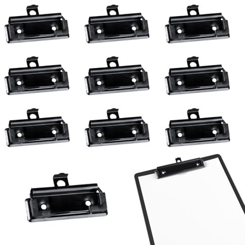 10 Stück Klemmbrett Klemme Montierbare, Metall Zwischenablage Klemmen Clips mit Loch zum Aufhängen für Büro Ordner Hartfaserplatten Klemmbrett [7MM]