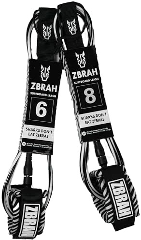 ZBrah Surf - Premium Surf Leash Biomimicry, Max Strength, Lightweight, for All Types of Surfboards. 7mm Thick (1/4) 6 and 8 Feet (8 Foot)