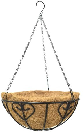 Panier Suspendu avec Doublure, 20/25/30/35 cm Panier de Suspension en métal Rond avec Liner à Coco, Pots de Plant de jardinière Suspendus pour intérieur extérieur
