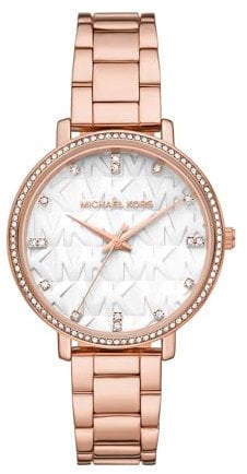 Michael Kors Donna Orologio Pyper, movimento al quarzo a tre lancette con cinturino in acciaio inox o in lega, 38 mm, Oro rosa e bianco sporco