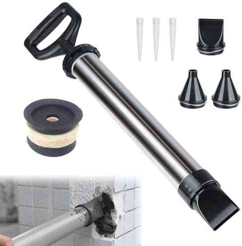 Grout Gun for Mortar, Mortar Sprayer, Stainless Steel Mortar Pump, Hand Mortar Pump, Grout Gun, Stainless Steel Mortar Ejector, Manual Mortar Ejector, with 4 Nozzles and 3 Rubber Nozzles Tokaneit