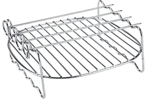 Doppelschichtiges Gestell mit 4 Spießen, Ersatz-BBQ-Backblech für Fritteuse, Zubehör für Fritteuse für HD9225 HD9920 HD9231 HD9233 HD9904
