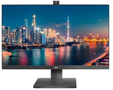iggual -Monitor ML24WC 23,8 Pulgadas 16:9 -Full HD -Panel LED IPS 100Hz -Webcam Telescópica Incorporada Videoconferencias -Pantalla y Marco Ultrafinos -Inclinable - VGA HDMI (54,4x32,3X 4,2) cm