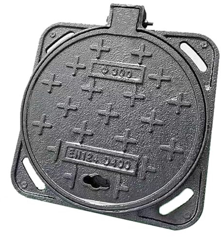 WPWSDWMX Small Cast Iron Manhole Cover and Frame 30cm/12in, Heavy Duty Round Sewage Basin Cover, for Driveway, Concrete, Yard