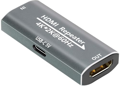 Repetidor HDMI 4K 60Hz HDMI 2.0 amplificador de señal extensor con alimentación necesaria para TV/portátil/PS4/DVD, Plug & Play