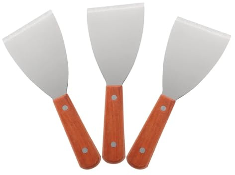 OZDTLP Lot de 3 spatules triangulaires en Acier Inoxydable for grillades, poêles à Frire, grattoirs en métal