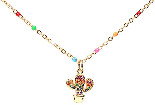 Geometric punk small cactus Necklace Women men Vintage stainless steel pendent necklaces Jewelry Christmas whole-cactus
