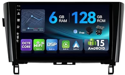 MSD 6G+128G Octa-Core - 10.1 Pulgada Autoradio para Nissan XTrail Qashqai j11 Rouge (2014-2018) | Android 15 GPS Navi Radio | CarPlay Android Auto Dab Dual-Band WLAN Volante DSP | Cámara Mic | 2 DIN