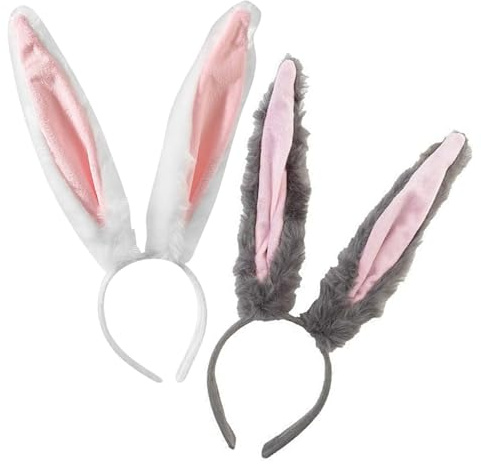 Satiskid 2 Stück Ostern Hasenohren Haarreif, Hasenohren Stirnband für Hasenkostüm Kinder Damen, Ostern Hase Rollenspiel Kostüm Accessoire für Karneval Halloween Party Cosplay Dekoration