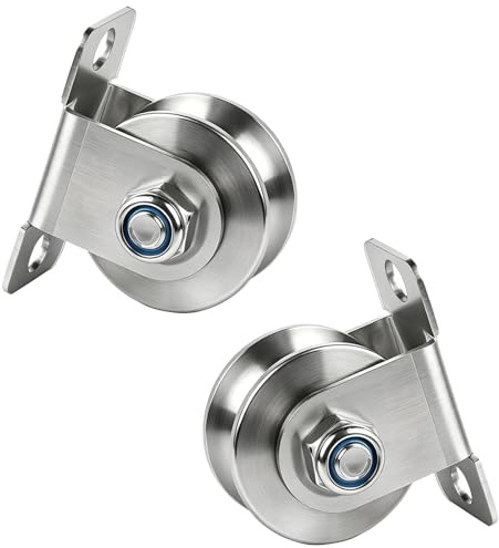 EFUTURETIME 2pcs Umlenkrolle 304 Edelstahl 48mm Kugellager | Seilrolle mit Kugellager U-Rolle für Seile 6-12mm 350kg Flaschenzug Rolle Sicherungsmutter
