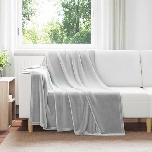 Mangloder Wohndecke Grau 6er Set 150 x 200 cm Fleece, kuscheldecke als tagesdecke plaid überwurf für sofa couch schlafzimmer wohnzimmer gästezimmer kinderzimmer leicht wärmend