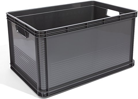3 x 64 L Lagerkiste Euro Box Stapelbox Transportbox Palettenbox Kiste graphit