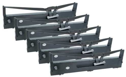 vhbw 5x Farbband Schriftband kompatibel mit Epson LQ890 | LQ590, FX-590, FX590, FX-890, LQ-590, FX890 Nadeldrucker, Bondrucker - Schwarz