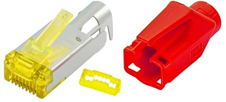 BIGtec RJ45 Netzwerkstecker 25 Stück Hirose TM31 Rot - Hochgeschwindigkeits-Verbindung Für 10G-Ethernet AWG 24-27 - Für CAT 6, 6a Und 7 Kabel