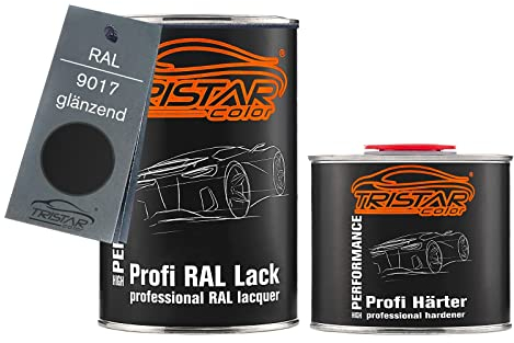 TRISTARcolor RAL 9017 Verkehrsschwarz glänzend 2K Autolack 1,5 Liter / 1500 ml Dose inkl. Härter
