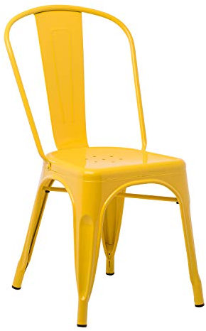 SKLUM Chaise empilable LIX Jaune Freesia Salle à Manger Cuisine Style Industriel Finition Gloss