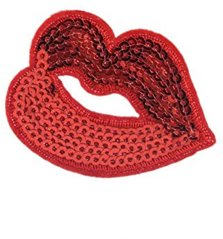 Ximkee (10 Pack) Red Lips Sequin Embroidered Sew Iron On Applique Patches