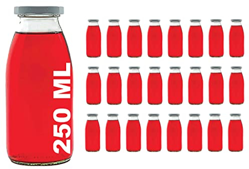 casavetro Milchflaschen Glasflaschen 250ml Likörflaschen 24 Stück Saftflaschen leere Smoothie Schraub-Verschluss Deckel TO 43 zum befüllen (24 x 250 ml)