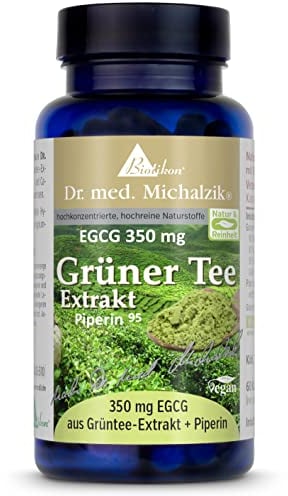 Grüntee Extrakt + Piperin, Grüntee-Extrakt 700 mg, mit EGCG 350 mg, mit 98% Polyphenolen (686 mg) Dr. med. Michalzik - ohne Zusatzstoffe - von Biotikon®