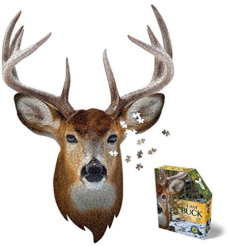 Madd Capp Games I AM Buck 550 Piece Animal Head-Shaped Jigsaw Puzzle