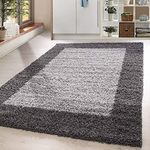 HomebyHome Shaggy Teppich Läufer Flur 100 x 200 cm - Shaggy Teppich Hochflor Grau Extra Weich und Flauschig - Bettvorleger Teppiche für Schlafzimmer - Waschbarer Küchenläufer - Carpet, Halı, Kilim