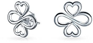 Ayllu Amulett Talisman Inspirierende Verflechtung Symbol Herz Unendlichkeit Kleeblatt für Liebe Glück Einheit Ohrstecker für Frauen Teens Freundin .925 Sterling Silber