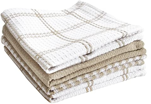 T-fal Textiles Geschirrtuch, Baumwolle, Waffelmuster, 4 Stück Flaches Waffelgeschirrtuch, Sand, 4 Pack, 4