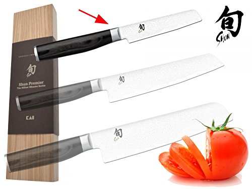 KAI Shun Premier Tim Mälzer Minamo Messer Santoku Officemesser Allzweckmesser Damaststahl + Prymo Klingenschutz (1) Officemesser 9cm, 1) Messer OHNE Gravur)