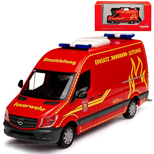 Herpa Mercedes-Benz Sprinter II Kasten Transporter Rot Feuerwehr Wilsdruff Sachsen NCV 3 W906 Modell 2006-2018 Version Ab Facelift 2013 H0 1/87 Modell Auto
