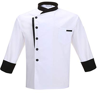 Nanxson Kochjacke Herren Damen Bäckerjacke Koch Jacke Langarm Kurzarm Kochkleidung mit Knöpfe CFM0016, L, Weiß