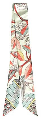 IMLECK Modischer Schal mit natürlichem Blumen- und Vogeldruck, Handtaschengriff, Schal, Halstuch für Damen, E, Einheitsgröße