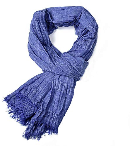 WSLCN Herren Schals Chic Weich Dünn Business Freizeit Herrenschal Fransen A Blau 190cm