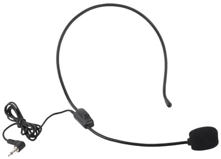 Mikrofon, 3,5 mm Kabel Kopfmikrofon, Kondensatormikrofon für Sprachverstärker und Lautsprecher, ideal für Smartphones und Tablets (Schwarz)