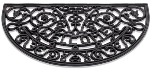 Fußmatte Welcome Gusseisen-Optik als Outdoor Gummi Türmatte - Wetterfester Fußabtreter in 40x60 cm als Aussen-bereich Schmutzfangmatte - Haus-Tür Garten Türvorleger Fußabstreifer