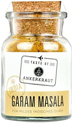 Ankerkraut Garam Masala, Gewürz für indisches Gericht, Leckeres Curry mit Fleisch würzen, Taste of Indien, 65 g im Korkenglas
