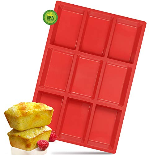 Walfos Silicone Mini Loaf Pan, Non-Stick Mini Bread Pan, 9 Cavity Silicone Bread Baking Mold, Perfect for Mini Loaf Cake and Bread, Meatloaf, Food Grade and BPA Free
