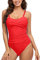 Yuson Girl Costume da Bagno Intero da Donna Sexy Costume Interi Push Up Tinta Unita Bikini Un Pezzo Vita Alta Floral Bandeau Swimsuit con Tracolla Regolabile Estate(Rosso, L)